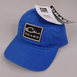 Drake Waterfowl Hat Blue Cotton Twill Logo Patch Strapback Dad Ball Cap NWT New